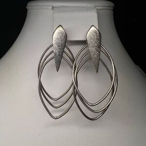 Silver‎ Tone Modernist Dangle Earrings